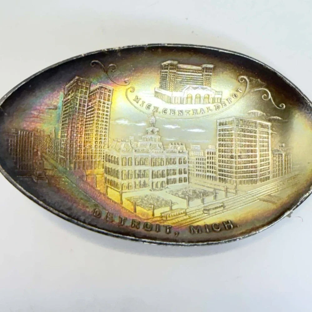 Watson Sterling Silver Detroit Michigan Central Depot Souvenir Spoon 5.25